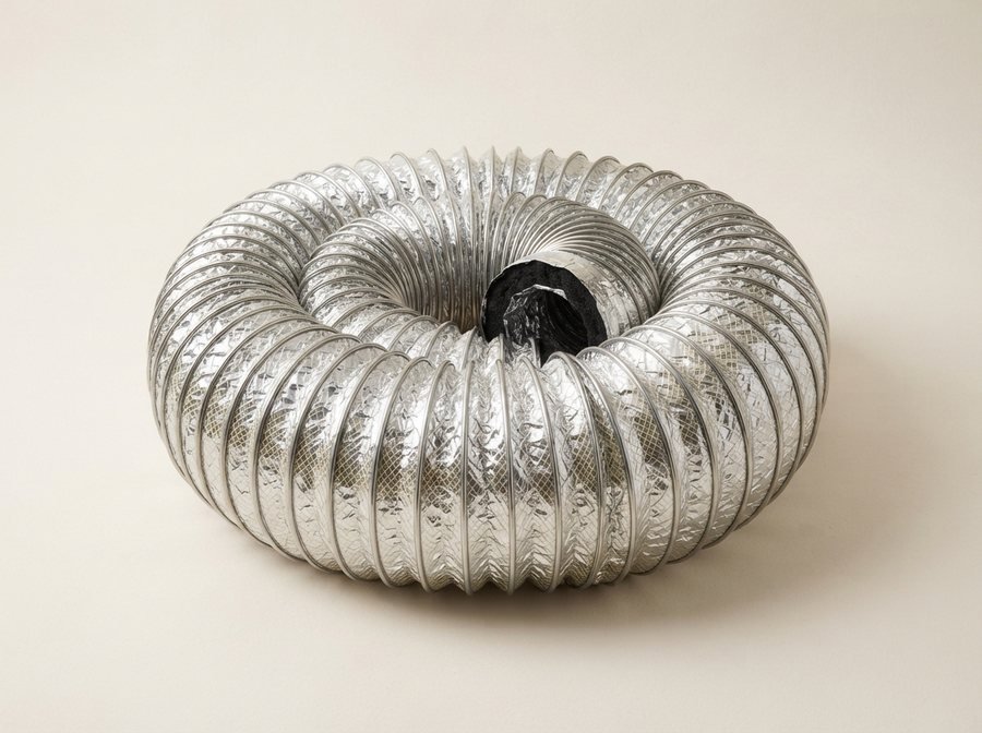 Coiled aluminum flexible duct with spiral wire reinforcement