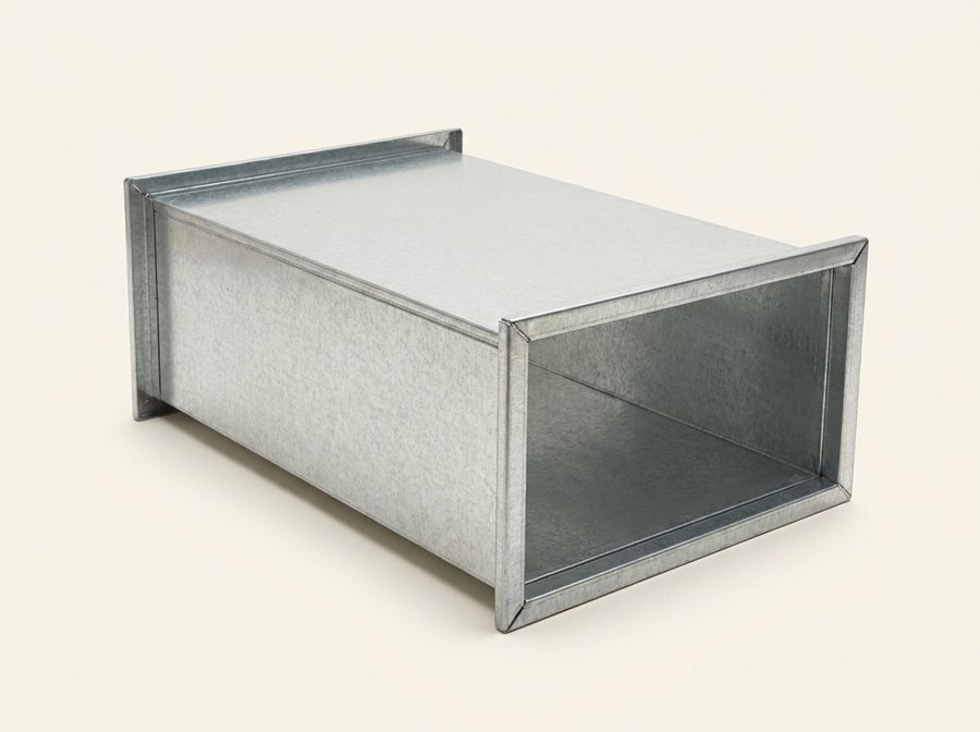 Rectangular galvanized iron duct section with TDF flanges
