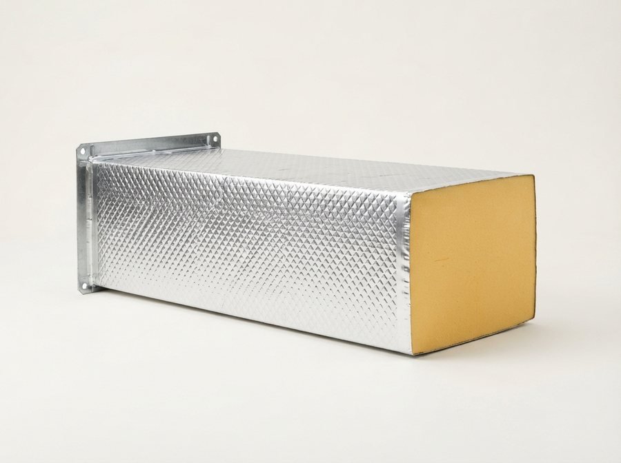 Pre-insulated duct with embossed aluminum foil faces and foam core